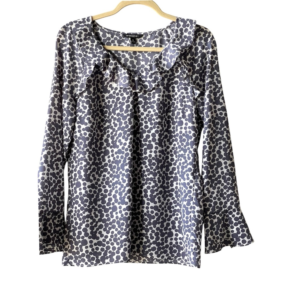 Vintage Banana Republic Gray Polka Dot Top Relaxed Fit Business Casual Blouse, M